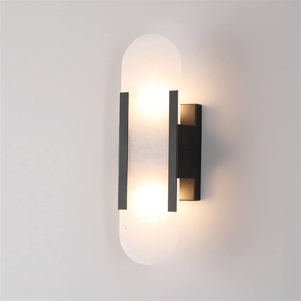 Art Deco Wall Light | Marble Sconce with Brass or Black Finish