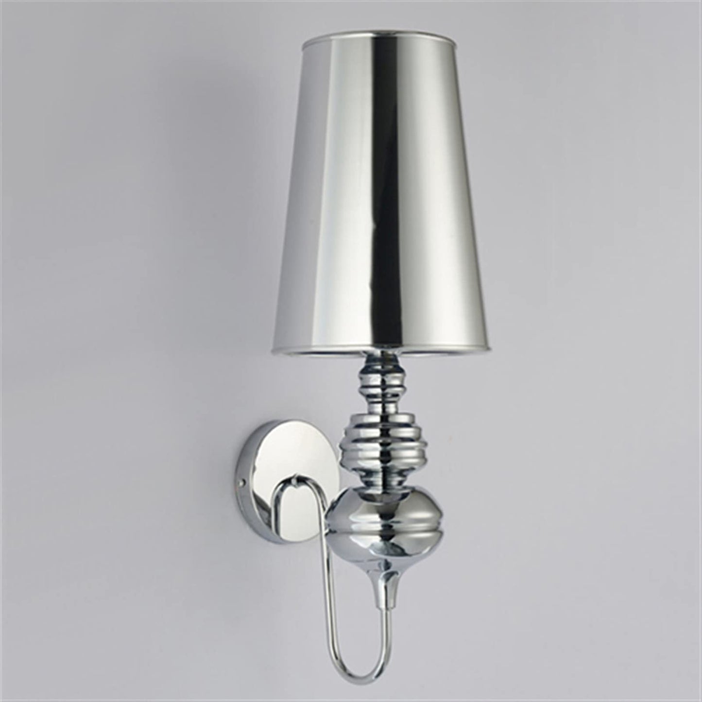 Art Deco Wall Light | Tall Tapered Shade Sconce with Ribbed Stem and Round Backplate