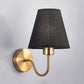 Brass Wall Light | Conical Fabric Shade Sconce with Curved Brass Arm