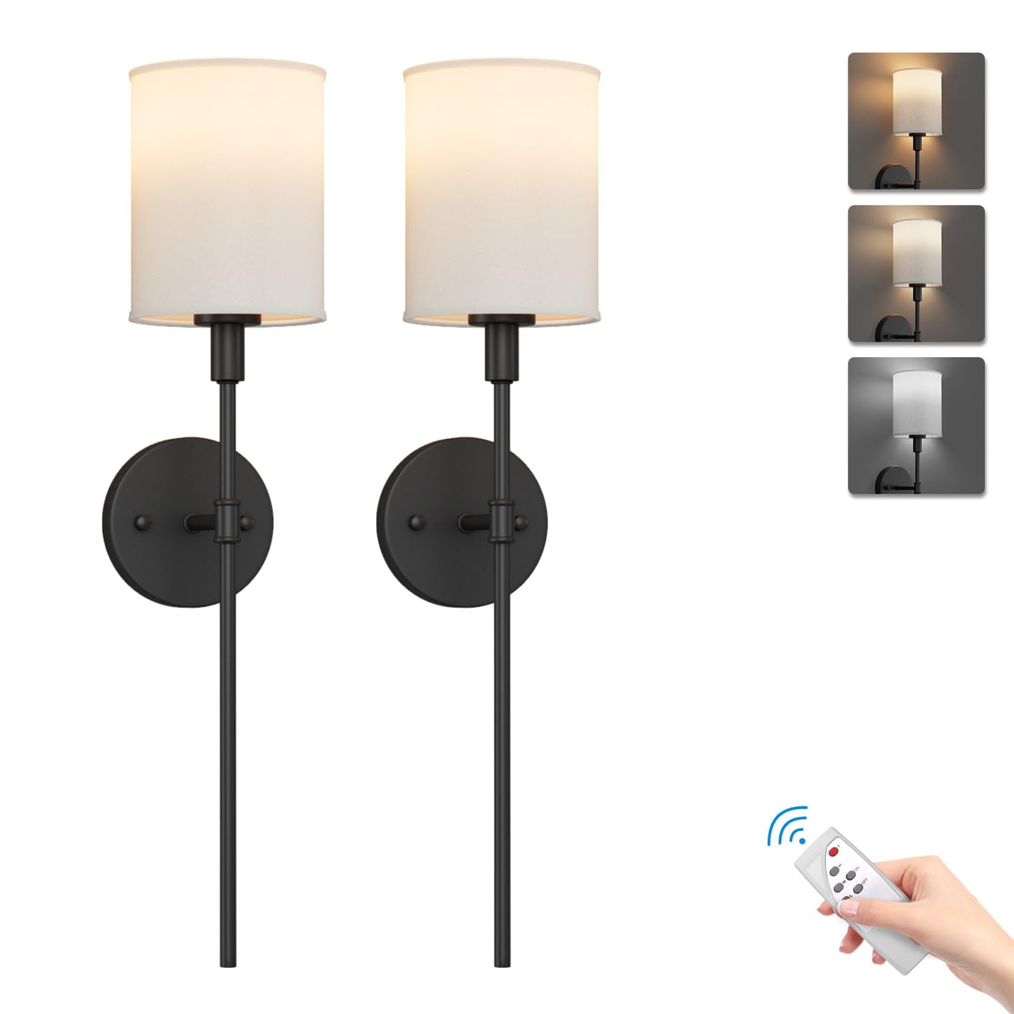 Rechargeable Wall Light | Cylindrical Fabric Shade