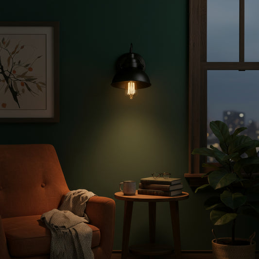 Industrial Wall Light | Vintage Black Iron Sconce with Adjustable Arm