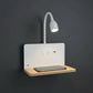 LED Wall Light | Bedside Sconce with USB & Wireless Charging Shelf