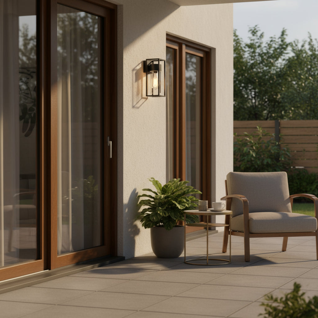 Industrial Wall Light | Black Iron Sconce with Clear Glass Shade