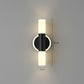 Art Deco Wall Light | Brass Cylinder LED Sconce with Double Frosted Shades