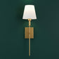 Brass Wall Light | Classic Long-Arm Sconce with Tapered Fabric Shade