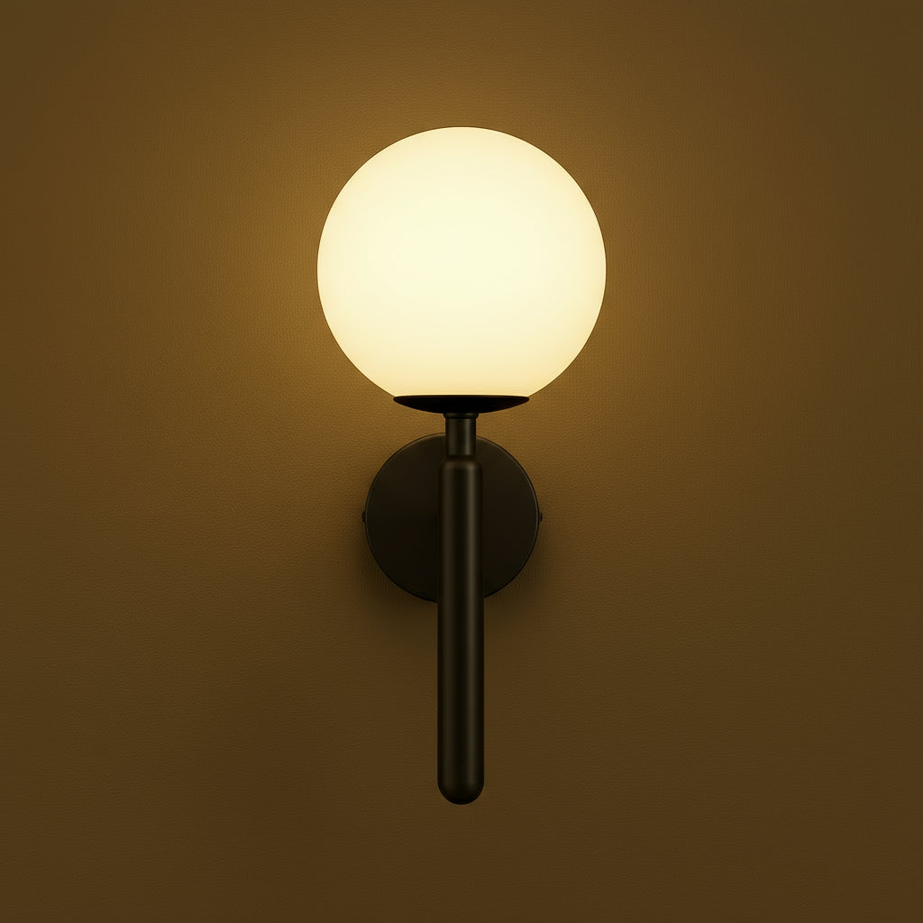 Modern Wall Light | Brass Wall Sconce with Frosted Globe Shade