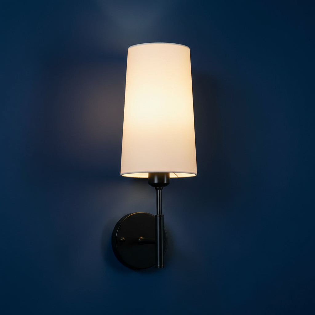 Rechargeable Wall Sconce | White Fabric Shade with Magnetic E26 Bulb