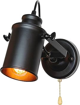Industrial Wall Light | Vintage Adjustable Black Metal Cylinder Sconce