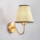 Brass Wall Light | Conical Fabric Shade Sconce with Curved Brass Arm