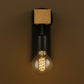 Contemporary Wall Light | Wood & Metal Sconce with Spiral LED Bulb