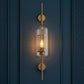 Industrial Wall Light | Brass Rod Sconce with Glass Cylinder Shade