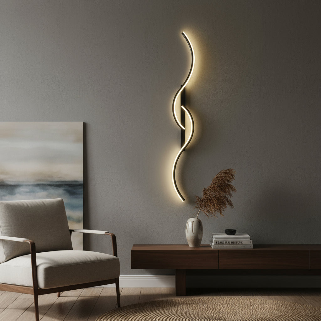 Contemporary LED Wall Light | Curved Aluminum & Silicone Sconce