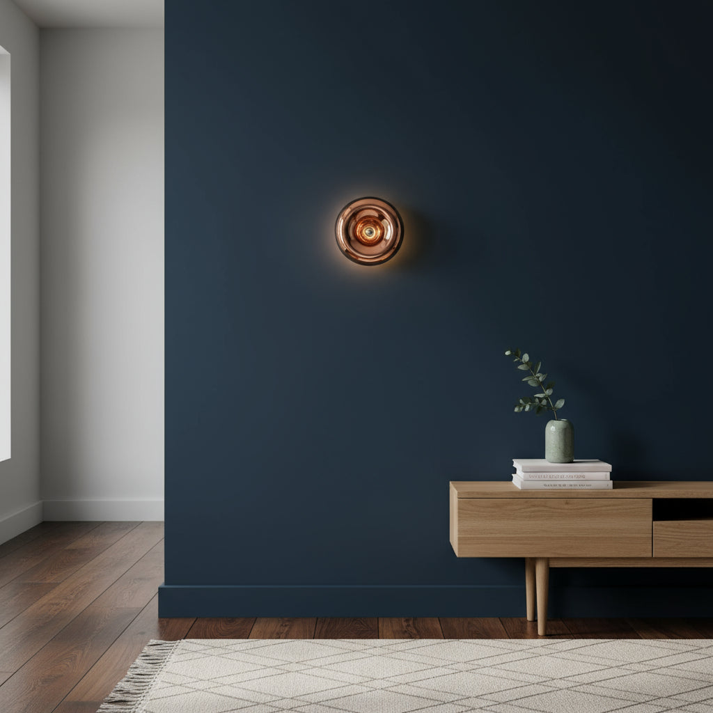 LED Wall Light | Modern Metallic Ring Sconce in Glass & Iron