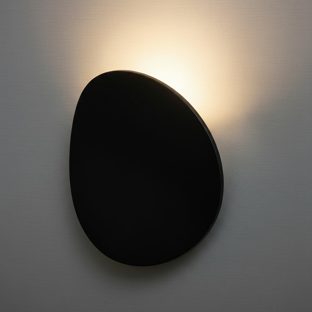 Modern LED Wall Light | Minimalist Aluminum Round Plate Sconce Black, White or Brushed Gold Finish