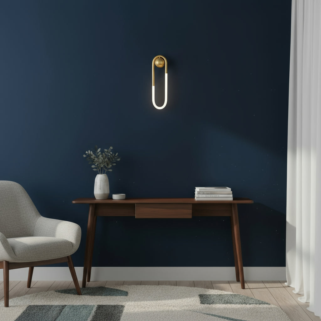 Brass Wall Light | Globe Glass Sconce with Vertical Rod