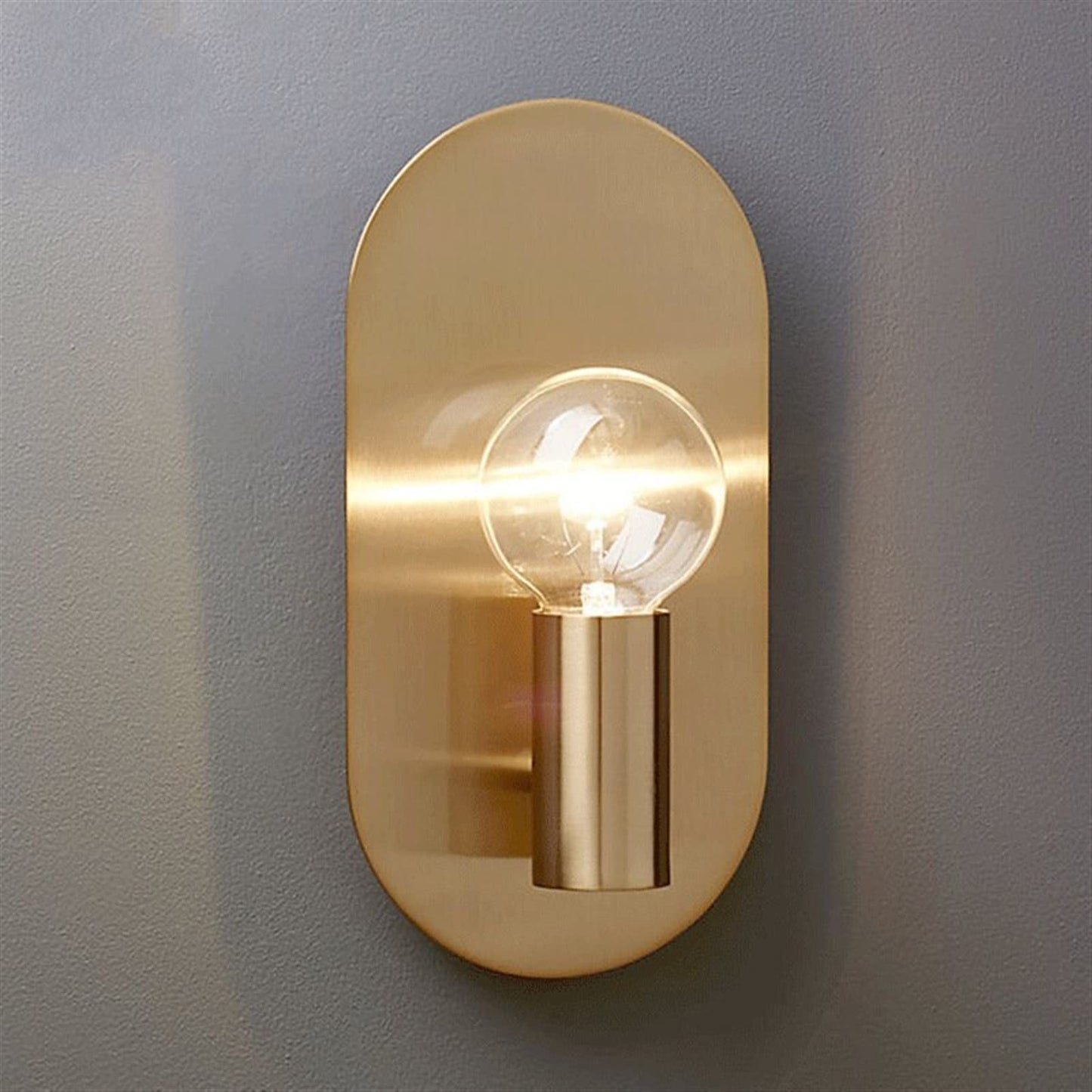 Brass Wall light | Oval Wall Sconce Sleek Vertical Backplate with Globe Bulb Holder