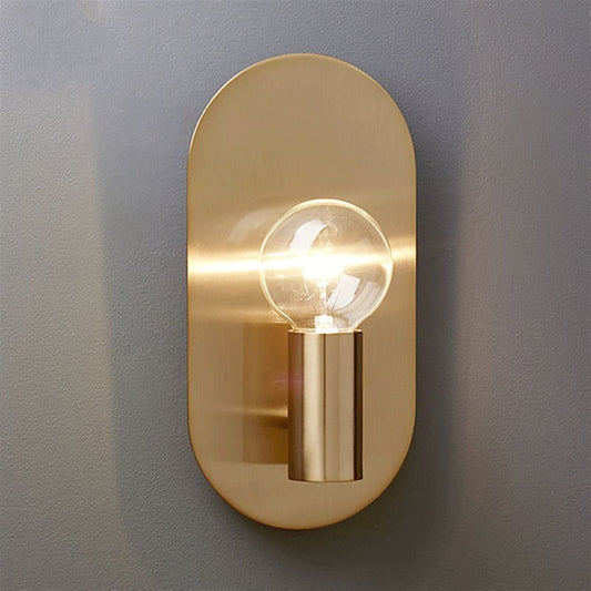 Brass Wall light | Oval Wall Sconce Sleek Vertical Backplate with Globe Bulb Holder