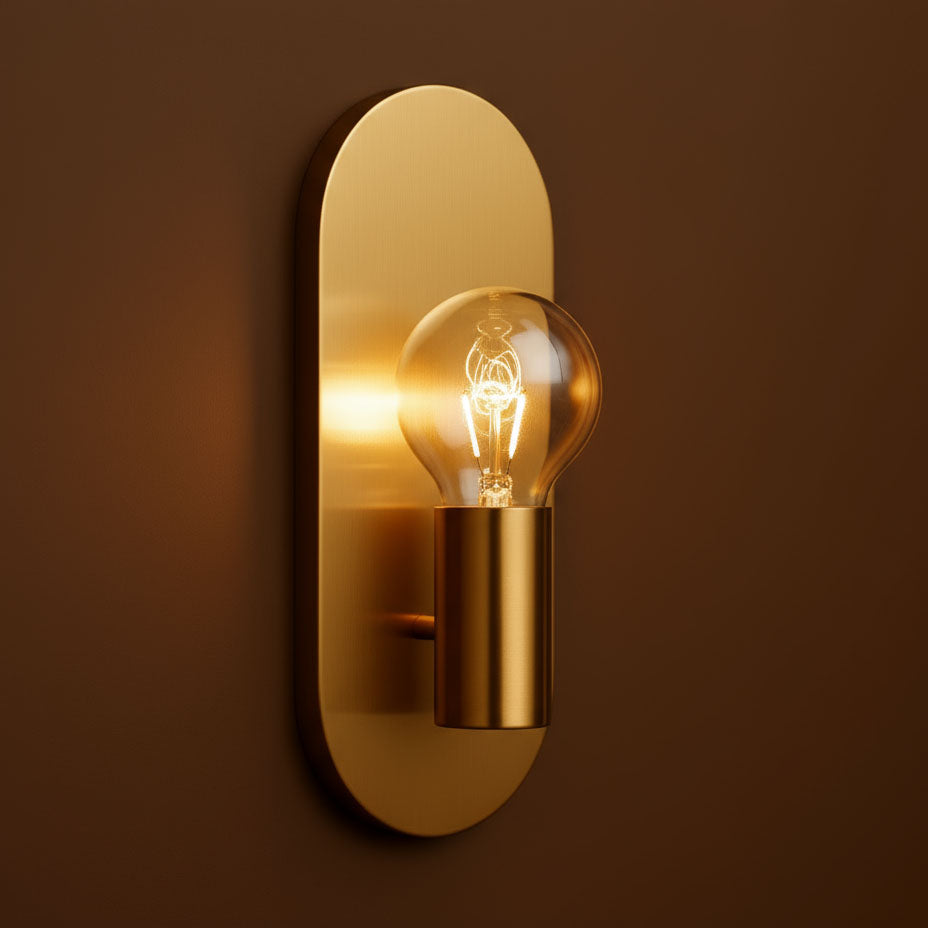 Brass Wall light | Oval Wall Sconce Sleek Vertical Backplate with Globe Bulb Holder
