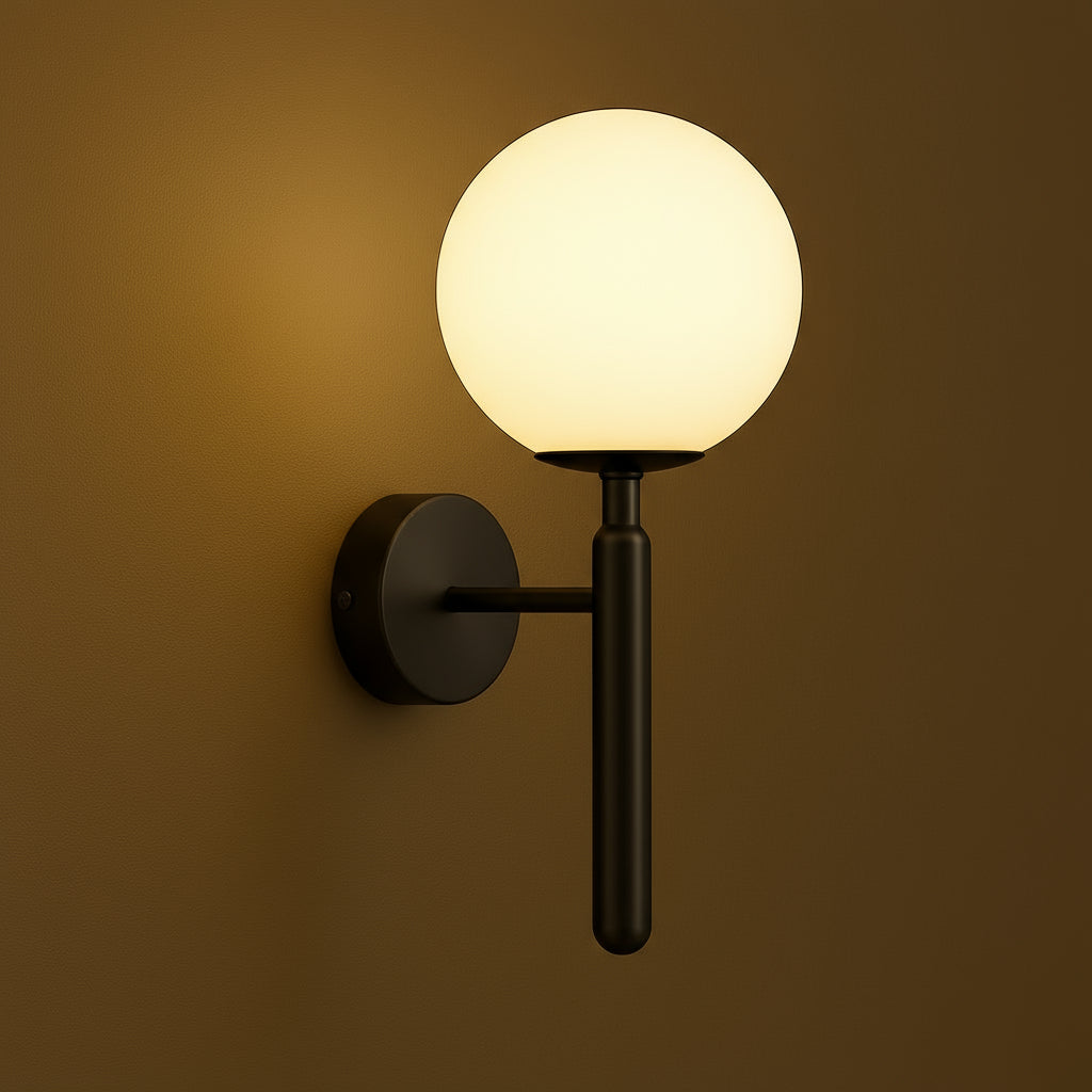 Modern Wall Light | Brass Wall Sconce with Frosted Globe Shade