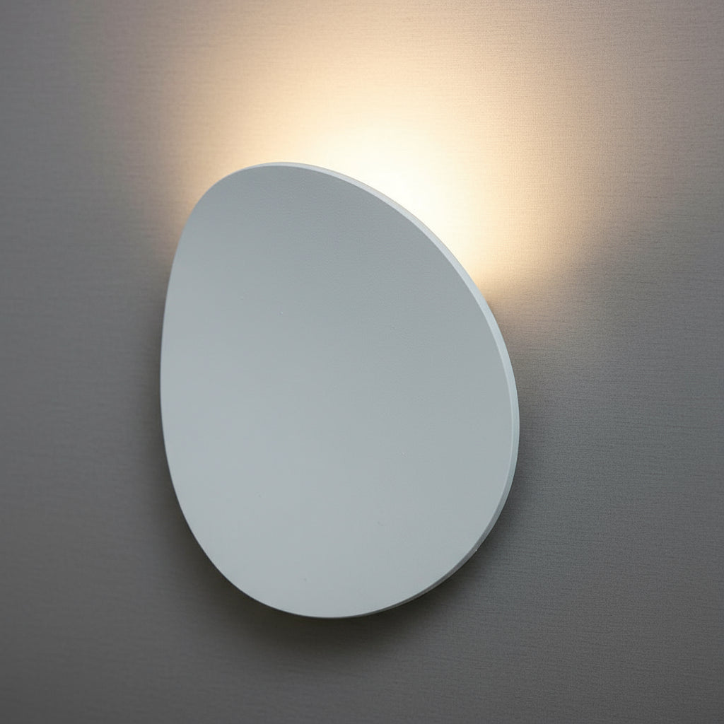 Modern LED Wall Light | Minimalist Aluminum Round Plate Sconce Black, White or Brushed Gold Finish