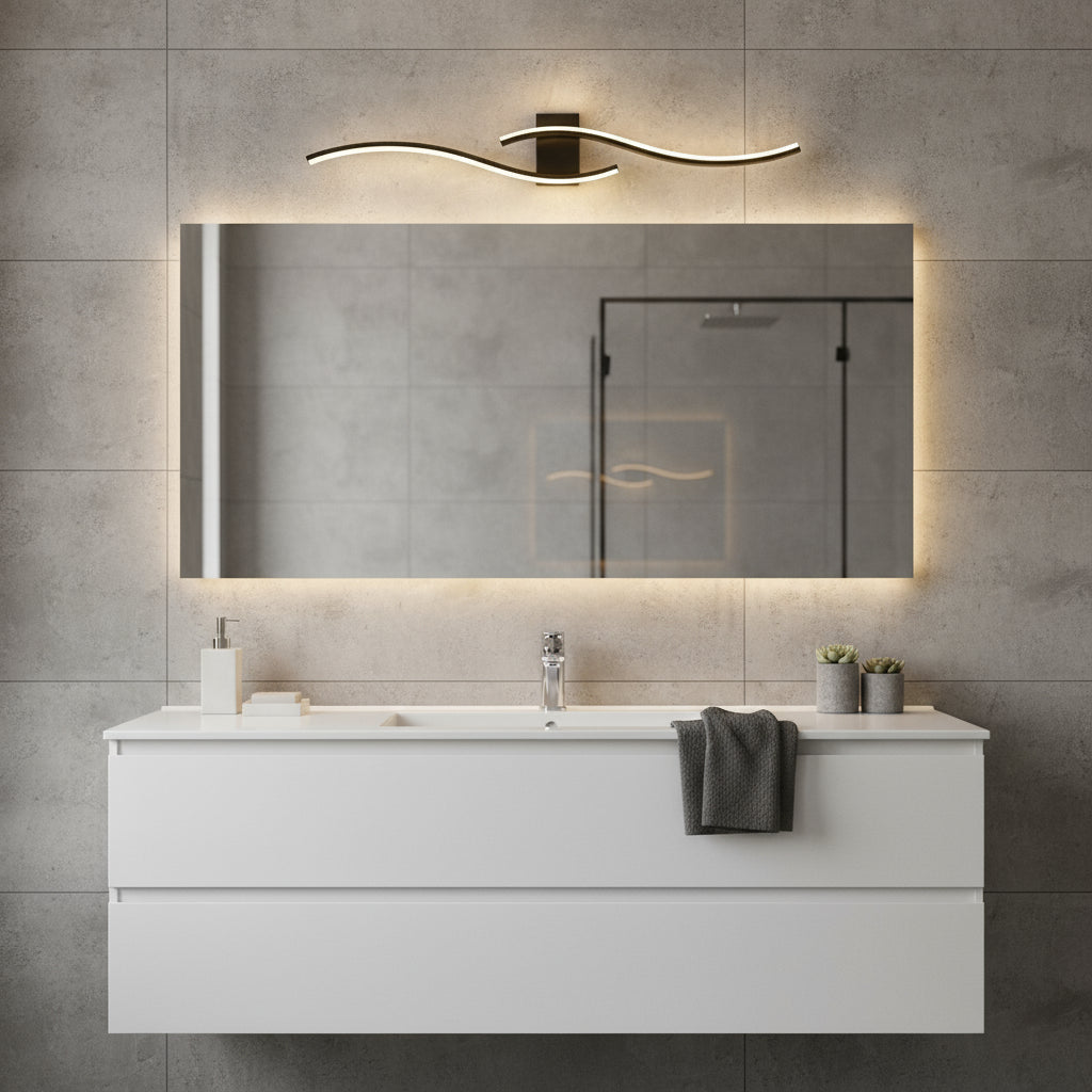 LED Wall Light | Modern Dual Wave Sconce in Black