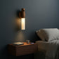 Stick-on Wall Light | Motion Sensor Wood Sconce with Frosted Glass Tube