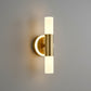 Art Deco Wall Light | Brass Cylinder LED Sconce with Double Frosted Shades