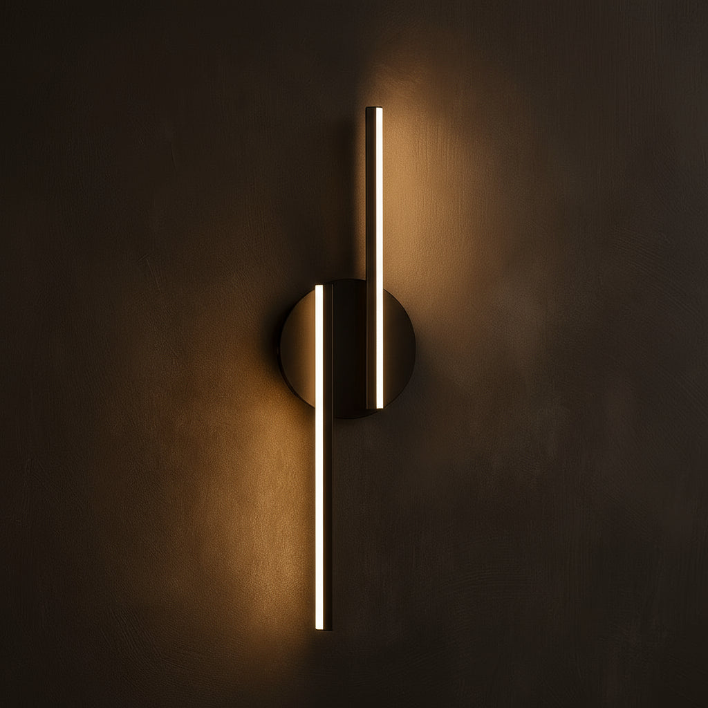 LED Wall Light | Modern Black Aluminum Sconce with Dual Bar Design