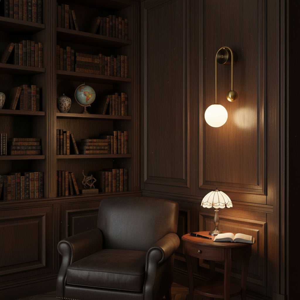 Antique Brass Wall Light | Balanced Modern Sconce with Dual Globes