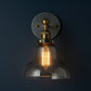 Antique Brass Wall Light | Industrial Clear Glass Dome Sconce with Round Wall Plate