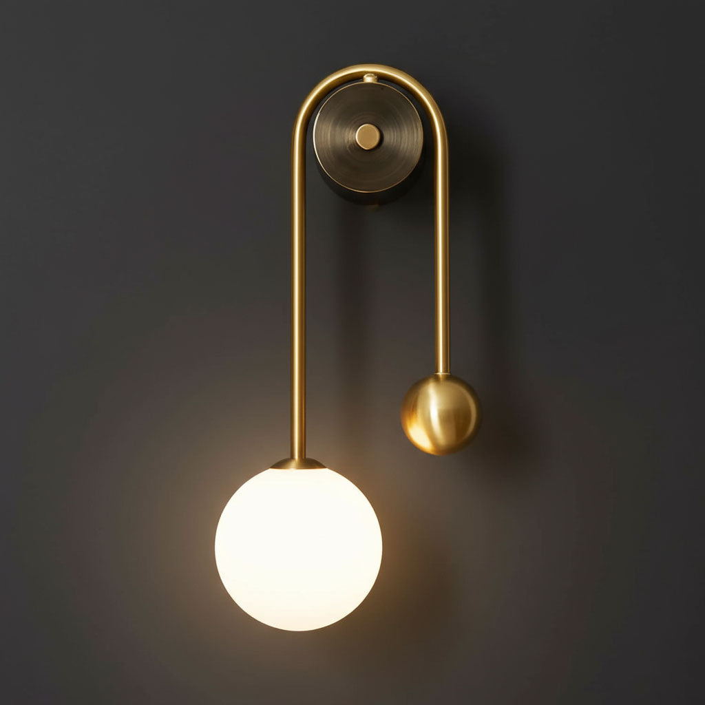 Antique Brass Wall Light | Balanced Modern Sconce with Dual Globes