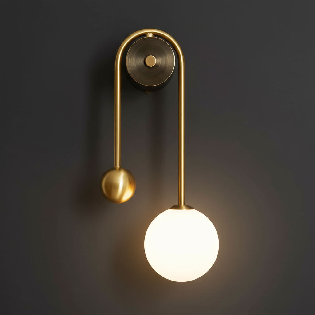 Antique Brass Wall Light | Balanced Modern Sconce with Dual Globes