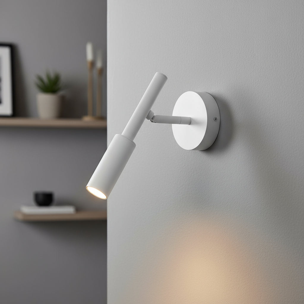 Stick-On Wall Light | Slim Nordic Adjustable LED Sconce in Black or White for Bedroom and Living Room