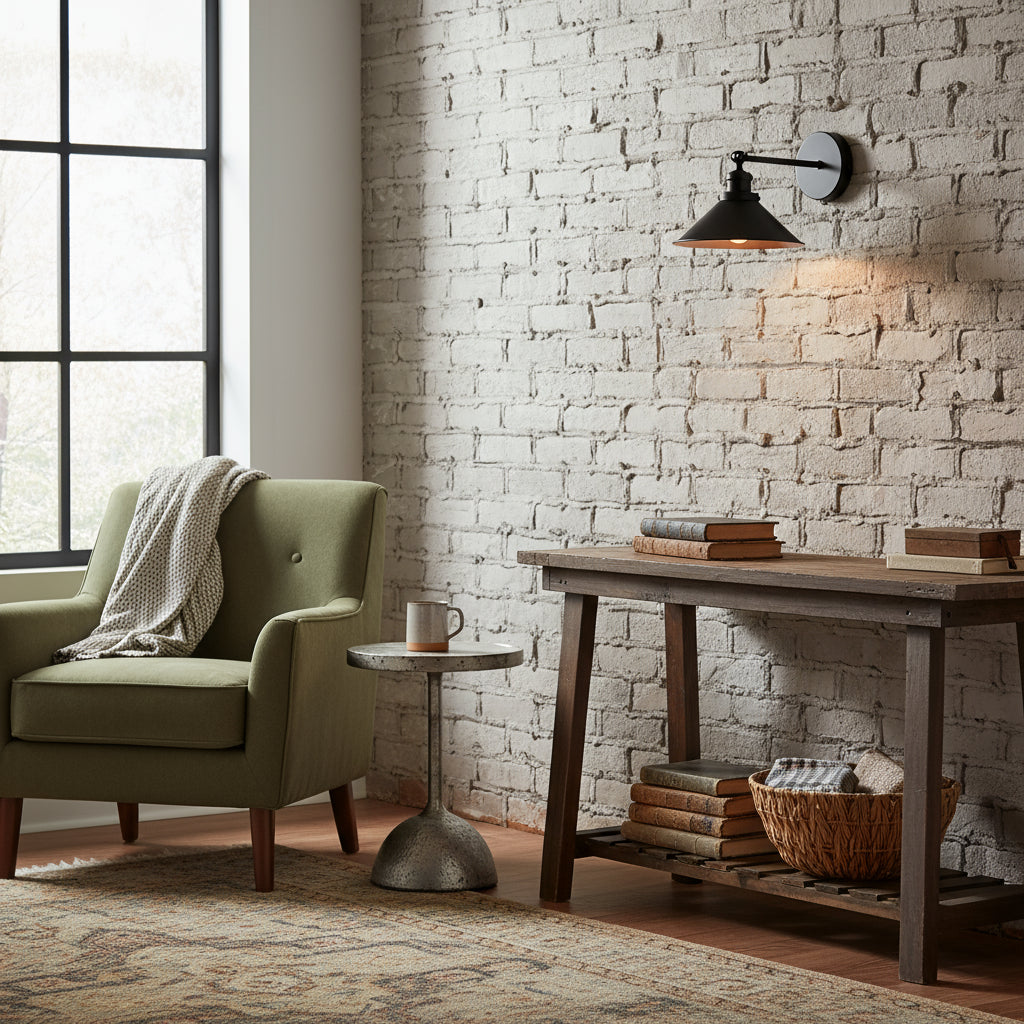 Rechargeable Wall Light | Conical Metal LED Sconce with Adjustable Shade