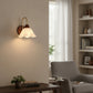Vintage Wall Light | Wooden and Frosted Glass Sconce with Ivory Finish for Bedroom and Living Room