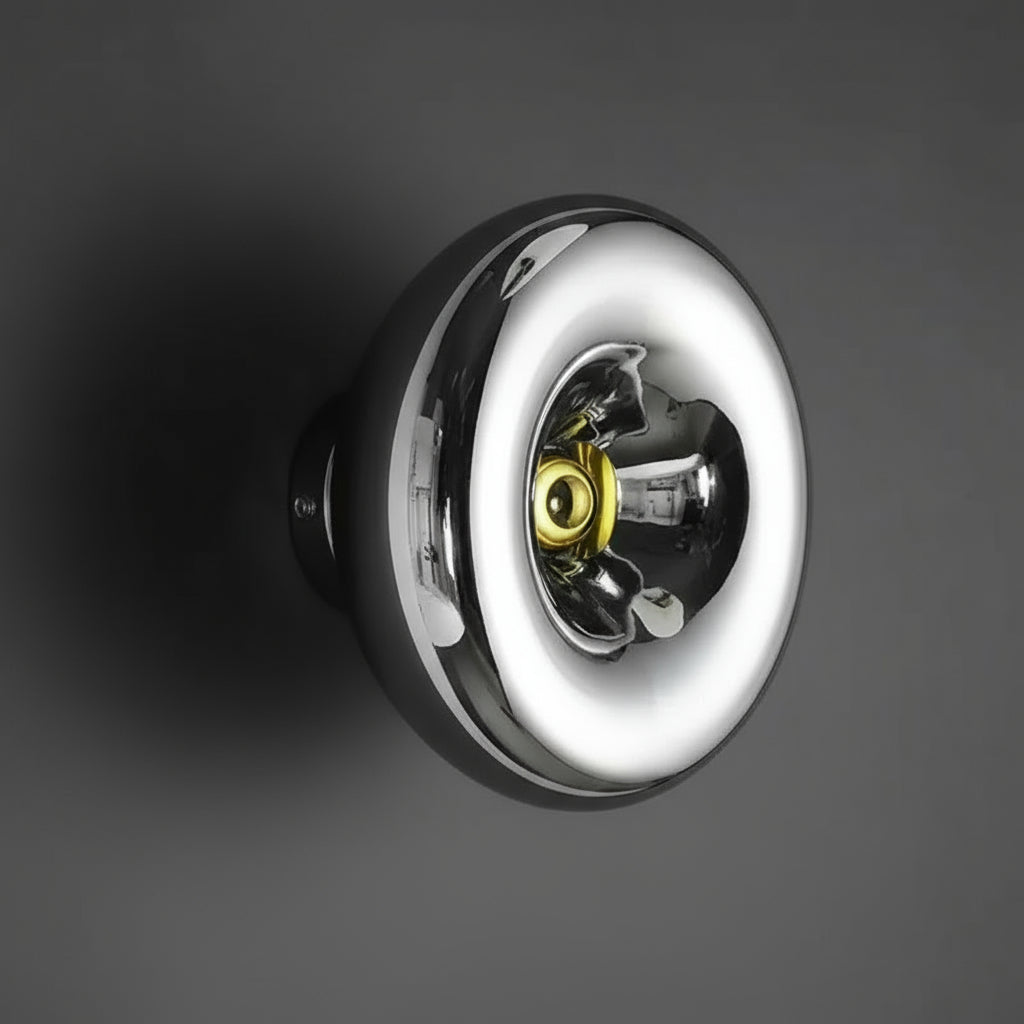 LED Wall Light | Modern Metallic Ring Sconce in Glass & Iron