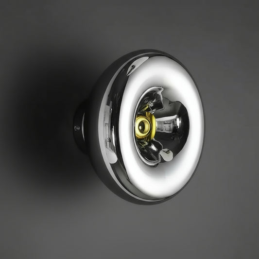 LED Wall Light | Modern Metallic Ring Sconce in Glass & Iron