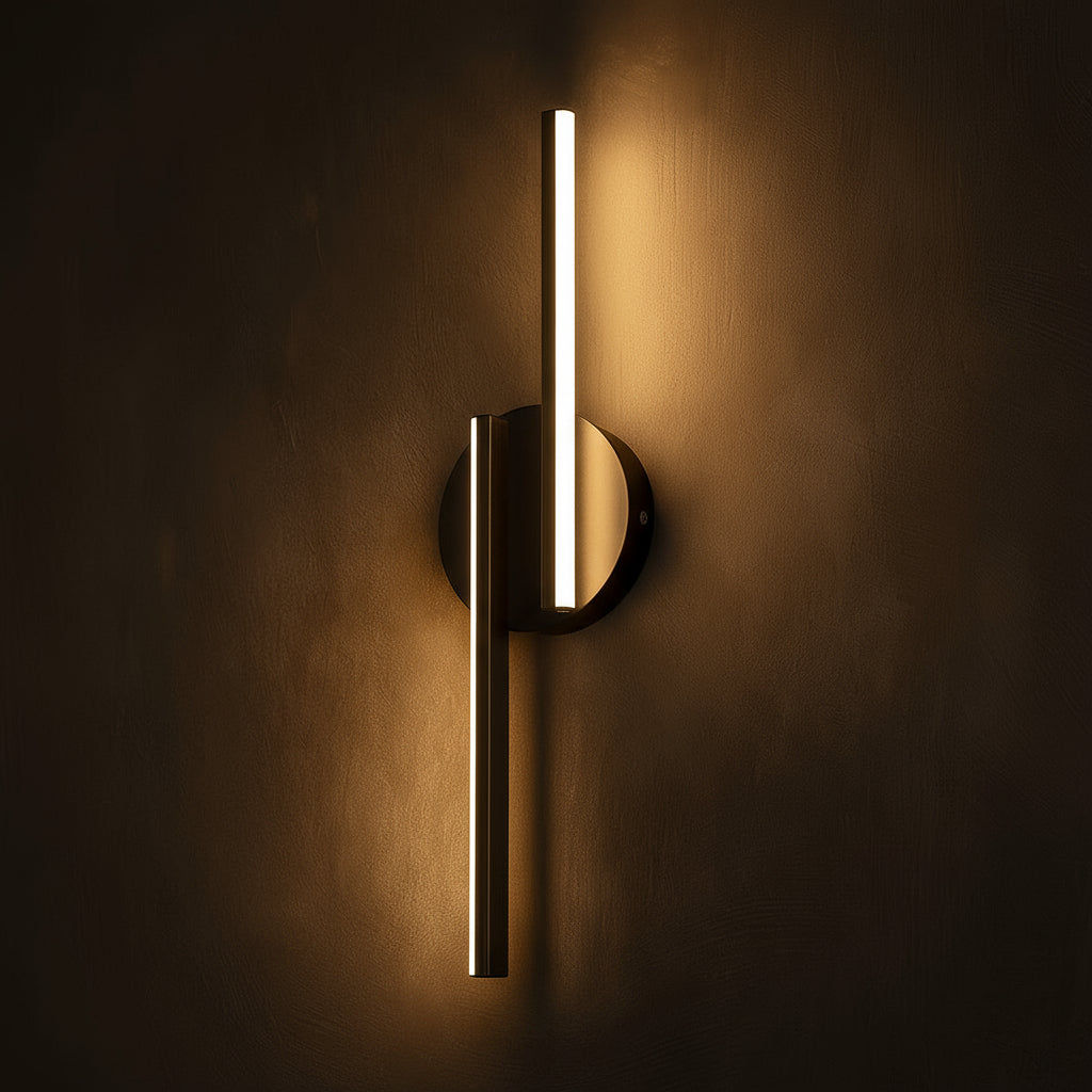 LED Wall Light | Modern Black Aluminum Sconce with Dual Bar Design