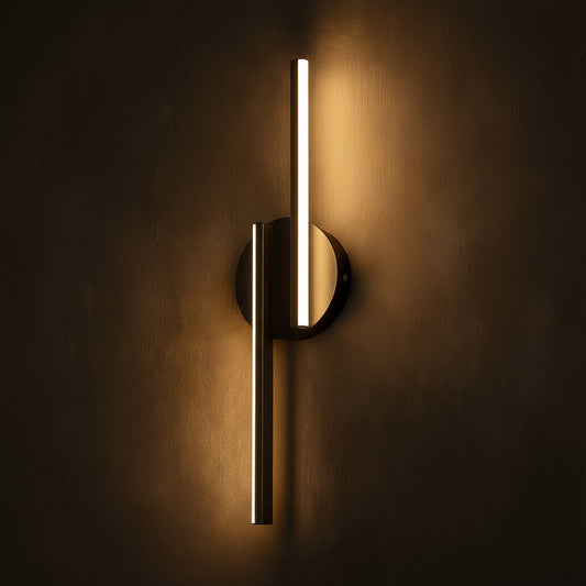 LED Wall Light | Modern Black Aluminum Sconce with Dual Bar Design