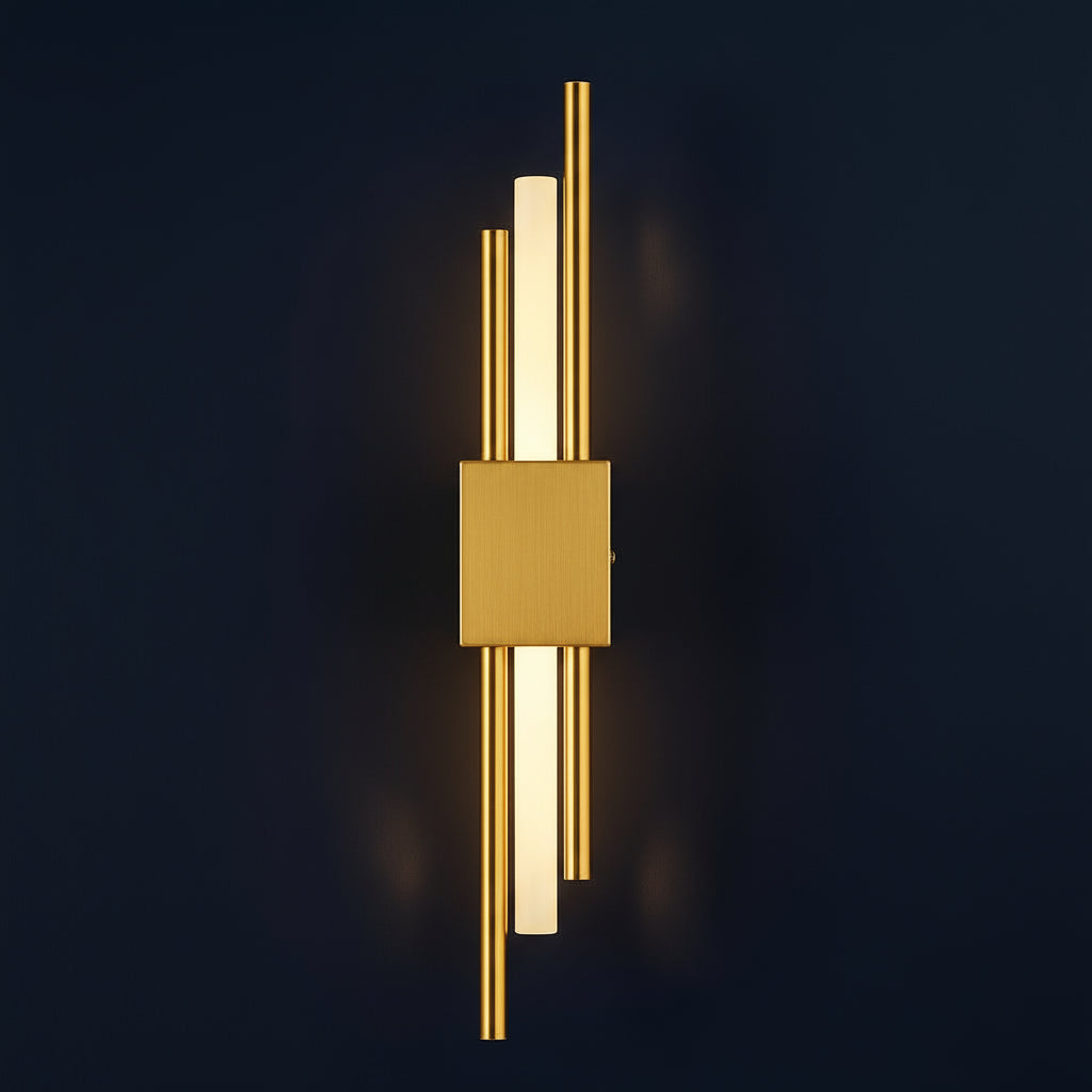 Rechargeable Vertical Bar Wall Light | Art Deco Dual-Rod Sconce with Warm Integrated LED