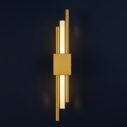 Rechargeable Vertical Bar Wall Light | Art Deco Dual-Rod Sconce with Warm Integrated LED