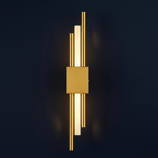 Rechargeable Vertical Bar Wall Light | Art Deco Dual-Rod Sconce with Warm Integrated LED