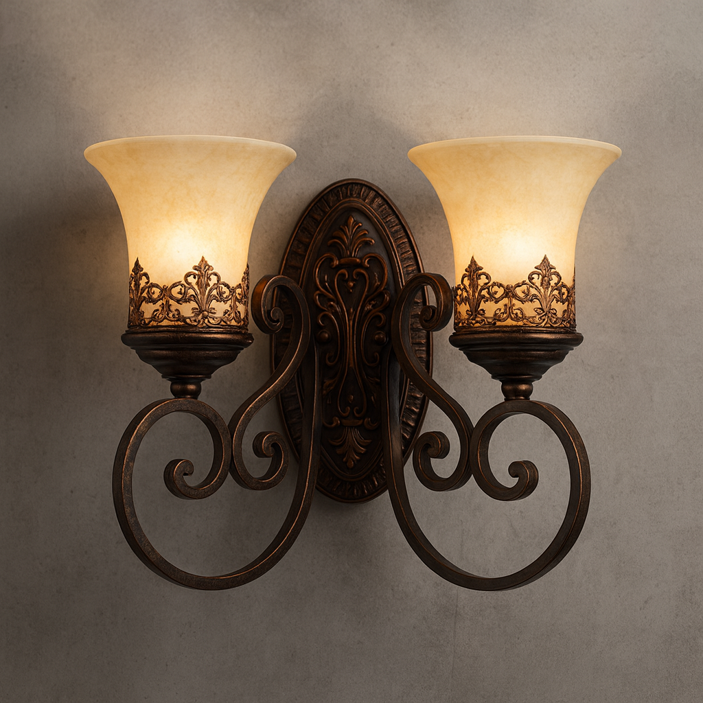 Vintage Wall Light | European Retro Iron & Clear Glass Sconce