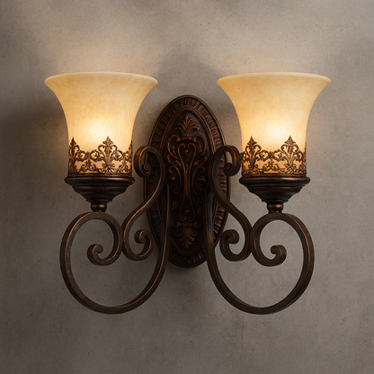 Vintage Wall Light | European Retro Iron & Clear Glass Sconce