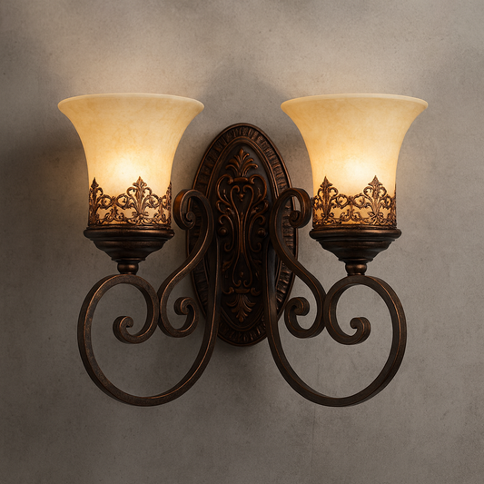 Vintage Wall Light | European Retro Iron & Clear Glass Sconce