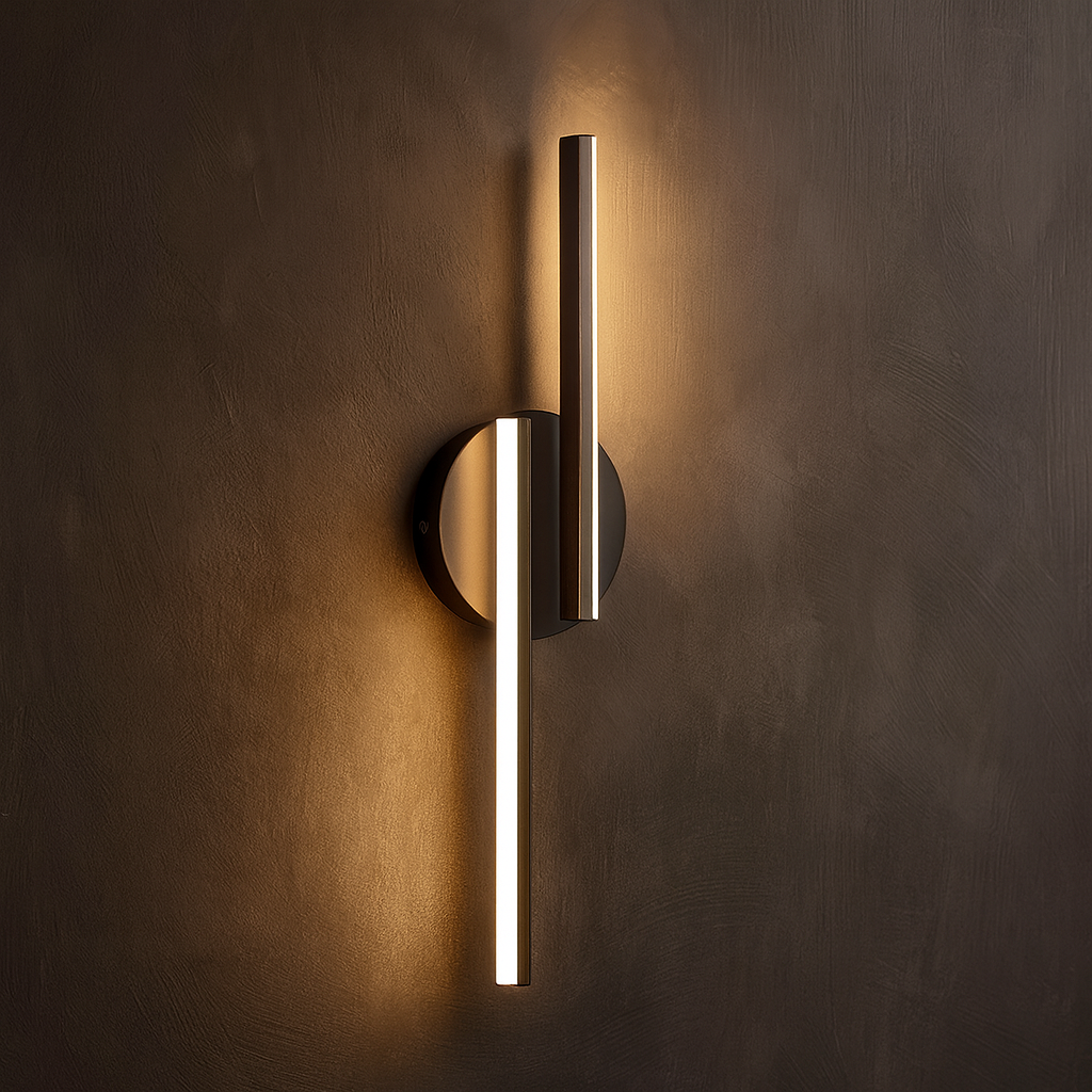 LED Wall Light | Modern Black Aluminum Sconce with Dual Bar Design