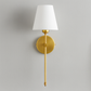 Stick-On Rechargeable Wall Light | Slim Brass Sconce with White Cone Shade