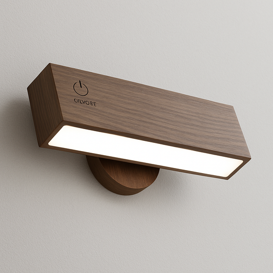 Stick-On Rechargeable Wall Light | Rotating Wooden LED Sconce