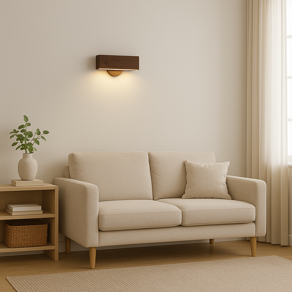 Stick-On Rechargeable Wall Light | Rotating Wooden LED Sconce