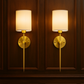 Stick-On Rechargeable Wall Sconce | Set of 2 Cylindrical Fabric Shade